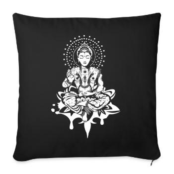 Buddha sitzt auf einer Lotusblüte und meditiert - Sofakissenbezug 45 x 45 cm - Schwarz - Vorne