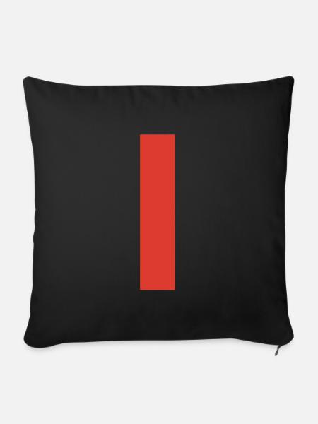 Rote Senkrechtleiste auf T-Shirt - Sofakissenbezug 45 x 45 cm - Schwarz