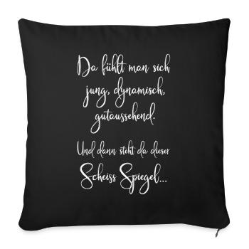 Spruch Jung Dynamisch Gutaussehend Spiegel ws - Sofakissenbezug 45 x 45 cm - Schwarz - Vorne