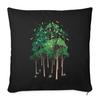 01 Forêt Verte Arbres Feuilles Nature - Housse de coussin décorative 45 x 45 cm - noir - Devant