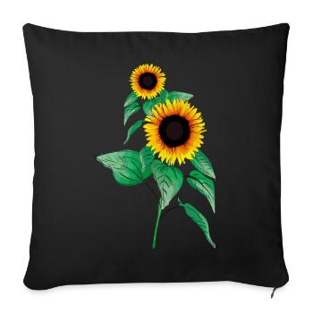Sonnenblumen - Sofakissenbezug 45 x 45 cm - Schwarz - Vorne