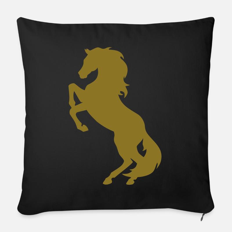 cheval - Housse de coussin décorative 45 x 45 cm - noir