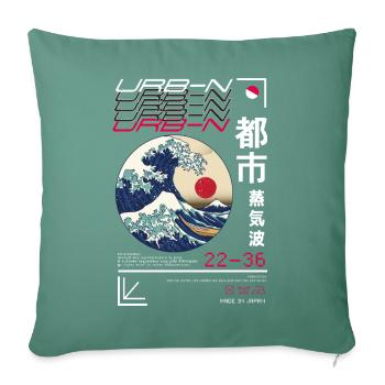 The Great Wave Off Kanagawa | Japanese urban - Sofa pillowcase 17,3'' x 17,3'' (45 x 45 cm) - cypress green - Front