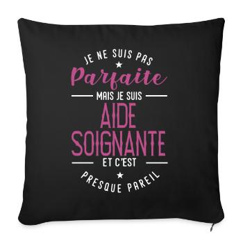 aide soignante parfaite cadeau aide soignante - Housse de coussin décorative 45 x 45 cm - noir - Devant