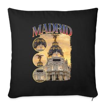 Madrid Spain City Skyline Home Love Holidays - Sofa pillowcase 17,3'' x 17,3'' (45 x 45 cm) - black - Front