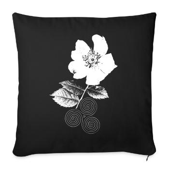 Rose sauvage avec triskelion Spirale Trinity Flower - Housse de coussin décorative 45 x 45 cm - noir - Devant
