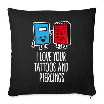 Funny Piercing Tattoo Tattoo Tattoo Artist - Sofa pillowcase 17,3'' x 17,3'' (45 x 45 cm) - black - Front