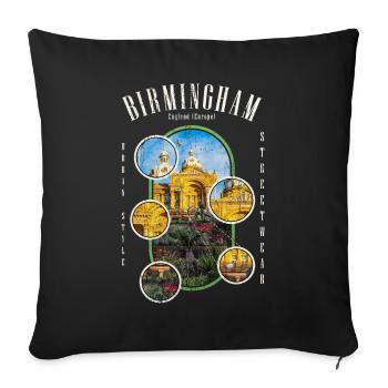 Birmingham Angleterre UK City Skyline Accueil Amour - Housse de coussin décorative 45 x 45 cm - noir - Devant