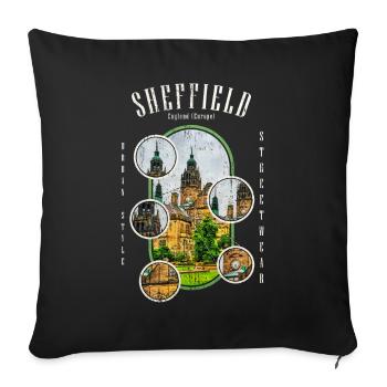 Sheffield England UK City Skyline Home Love - Sofa pillowcase 17,3'' x 17,3'' (45 x 45 cm) - black - Front