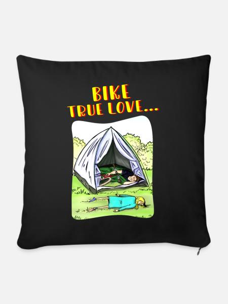 Bike True Love Camping - Sofakissenbezug 45 x 45 cm - Schwarz