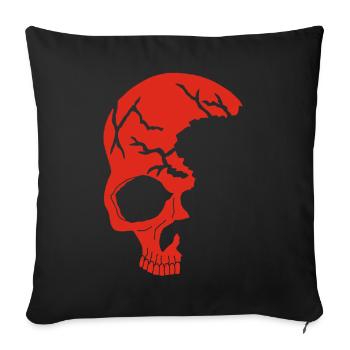Demi-crâne rouge - Housse de coussin décorative 45 x 45 cm - noir - Devant