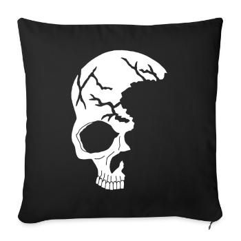 Demi-crâne blanc - Housse de coussin décorative 45 x 45 cm - noir - Devant