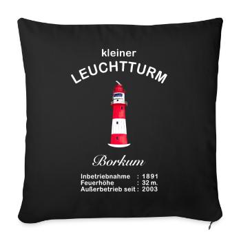Insel Borkum, Wahrzeichen Kleiner Leuchtturm - Sofakissenbezug 45 x 45 cm - Schwarz - Vorne