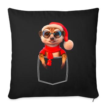 Meerkat X-Mas Meerkat Breast Pocket Pocket - Sofa pillowcase 17,3'' x 17,3'' (45 x 45 cm) - black - Front