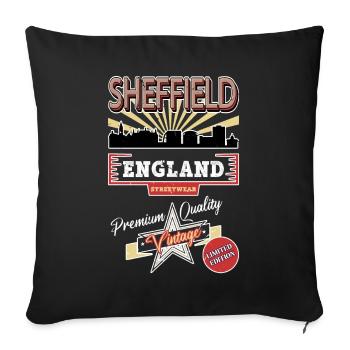 Sheffield England UK City Skyline Vintage Retro - Sofa pillowcase 17,3'' x 17,3'' (45 x 45 cm) - black - Front