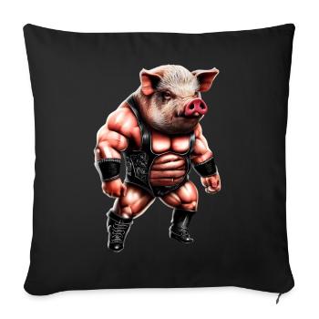 Wrestler Schwein - Sofakissenbezug 45 x 45 cm - Schwarz - Vorne