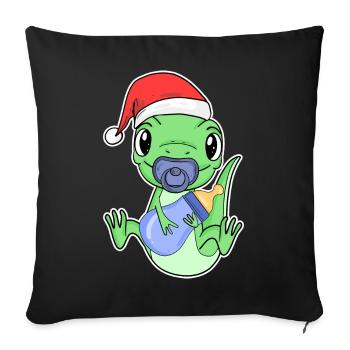 Bébé Lézard Noël - Housse de coussin décorative 45 x 45 cm - noir - Devant