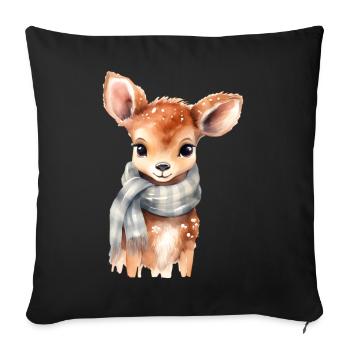 Faon délicat avec écharpe - Housse de coussin décorative 45 x 45 cm - noir - Devant