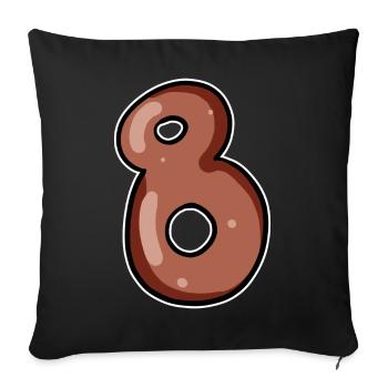 Number 8 Number Eight Motif Brown - Sofa pillowcase 17,3'' x 17,3'' (45 x 45 cm) - black - Front