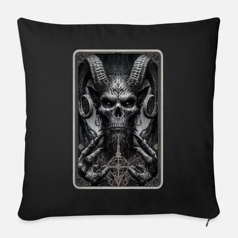 Dämon mit Hörnern und Pentagramm - Sofakissenbezug 45 x 45 cm - Schwarz