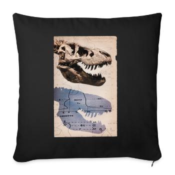 Vintage T-Rex Skull Dinosaur Fossil Tyrannosaurus - Sofa pillowcase 17,3'' x 17,3'' (45 x 45 cm) - black - Front
