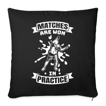 Citation de motivation pour le tennis de table - Housse de coussin décorative 45 x 45 cm - noir - Devant