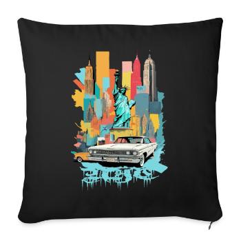 Ville de New York - Housse de coussin décorative 45 x 45 cm - noir - Devant