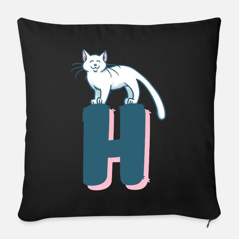 Katze Buchstabe H - Sofakissenbezug 45 x 45 cm - Schwarz