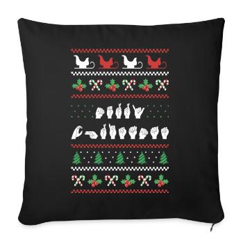 Merry Christmas - ASL American Sign Language I - Sofa pillowcase 17,3'' x 17,3'' (45 x 45 cm) - black - Front