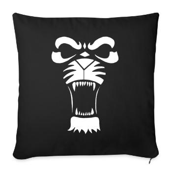 Lion ou tigre prédateur (blanc) - Housse de coussin décorative 45 x 45 cm - noir - Devant