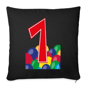 1 / Coole eins mit Luftballons zum Geburtstag. - Sofakissenbezug 45 x 45 cm - Schwarz - Vorne