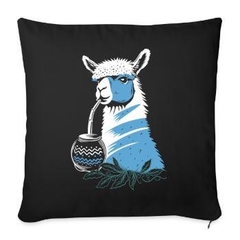 Yerba Mate Alpaka genießt Mate Tee - Sofakissenbezug 45 x 45 cm - Schwarz - Vorne