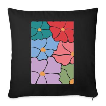Boho Flora Flowers - Sofa pillowcase 17,3'' x 17,3'' (45 x 45 cm) - black - Front