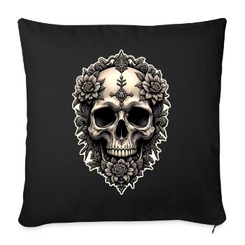Skull skull and flowers gothic vintage rock - Sofa pillowcase 17,3'' x 17,3'' (45 x 45 cm) - black - Front