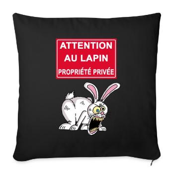Attention au lapin blanc ! - Housse de coussin décorative 45 x 45 cm - noir - Devant