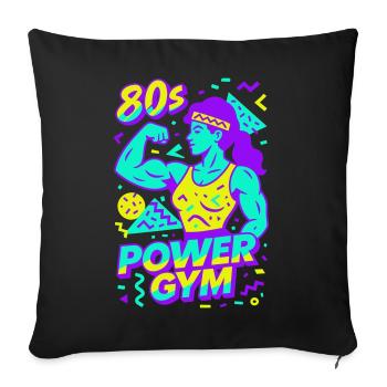 80s Power Gym / Strong Woman - Sofa pillowcase 17,3'' x 17,3'' (45 x 45 cm) - black - Front