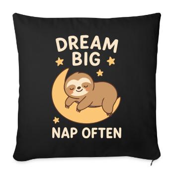 Paresseux - Rêvez grand - Housse de coussin décorative 45 x 45 cm - noir - Devant