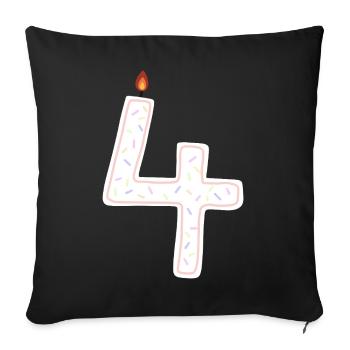 Conception de bougie festive numéro quatre - Housse de coussin décorative 45 x 45 cm - noir - Devant