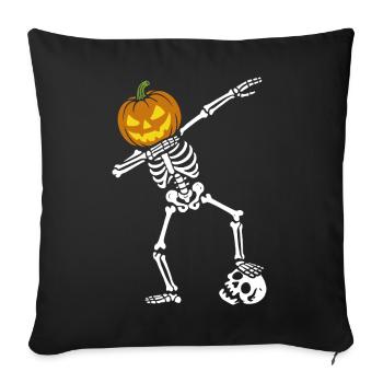 Squelette de danse d'Halloween avec crâne - Housse de coussin décorative 45 x 45 cm - noir - Devant