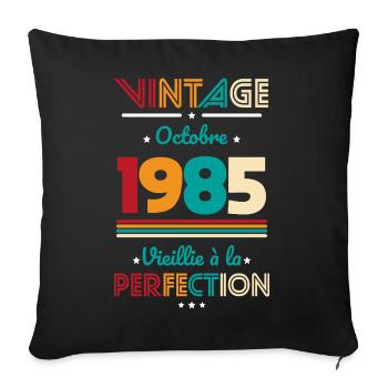 Anniversaire 40 ans - Vintage - Octobre 1985 - Housse de coussin décorative 45 x 45 cm - noir - Devant