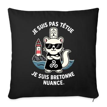 I'm not stubborn hermine bretonne humor brittany - Sofa pillowcase 17,3'' x 17,3'' (45 x 45 cm) - black - Front