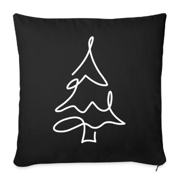 Croquis d’arbre de Noël – Motif de Noël - Housse de coussin décorative 45 x 45 cm - noir - Devant