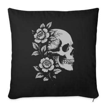 Floral Skull Portrait - Sofa pillowcase 17,3'' x 17,3'' (45 x 45 cm) - black - Front