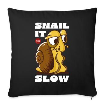 Snail It Slow Cartoon Snail Design - Sofa pillowcase 17,3'' x 17,3'' (45 x 45 cm) - black - Front