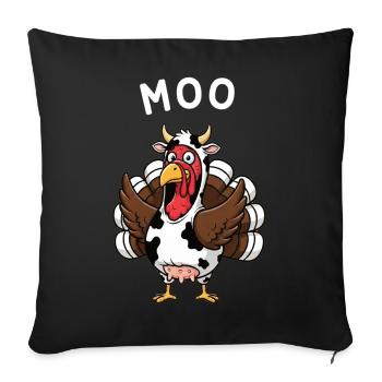 Dinde Moo Drôle Vache de Noël - Housse de coussin décorative 45 x 45 cm - noir - Devant