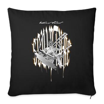 Sculpture de guerrier du vent - Housse de coussin décorative 45 x 45 cm - noir - Devant