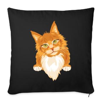 Chat roux timide et mignon - Housse de coussin décorative 45 x 45 cm - noir - Devant