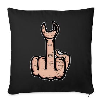 Middle Finger Stinky Finger Wrench - Sofa pillowcase 17,3'' x 17,3'' (45 x 45 cm) - black - Front