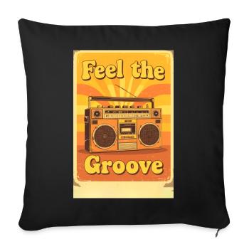 Vintage Boombox Illustration Radiating Warm Groovy - Sofa pillowcase 17,3'' x 17,3'' (45 x 45 cm) - black - Front