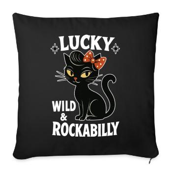 Rockabilly Black Cat Happy Wild Gift - Sofa pillowcase 17,3'' x 17,3'' (45 x 45 cm) - black - Front